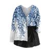Women's V Neck Top Printing Thickened Plush Cashmere Warm Long Top