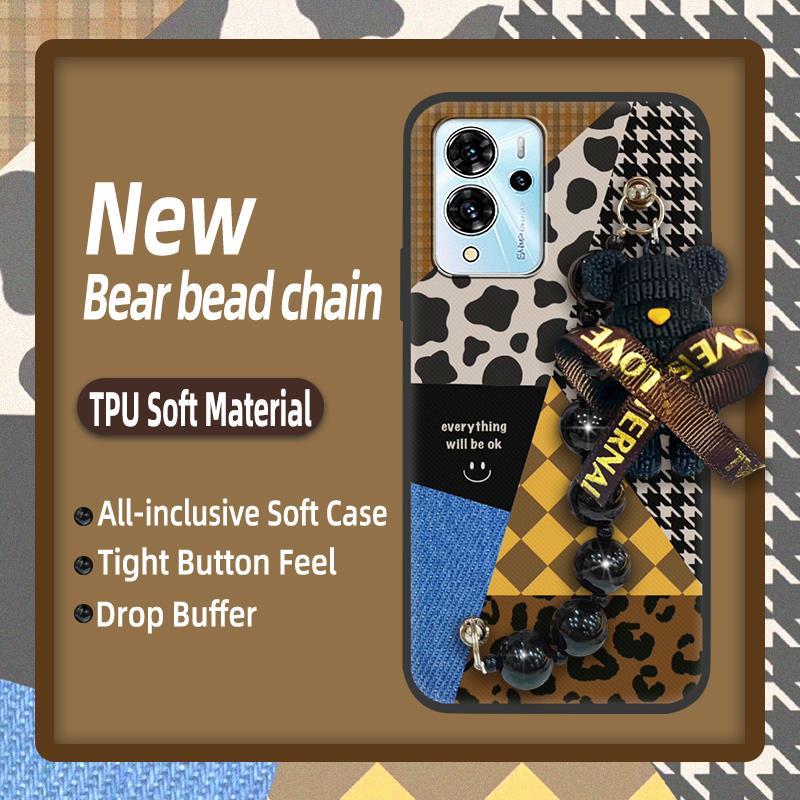 Soft Case Bear Bracelet Phone Case For ZTE Blade V40 Pro Anti-knock Silicone Dirt-resistant Back Cover Simplicity Cute