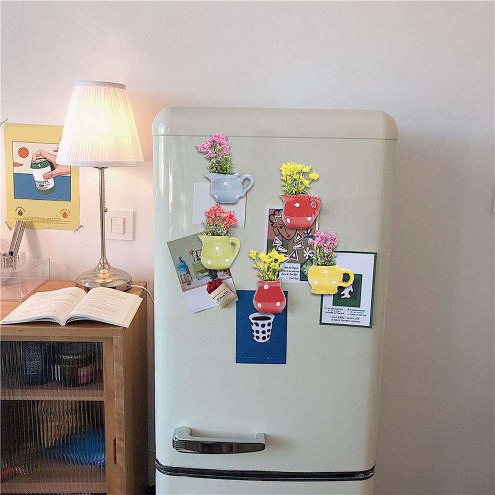 10/6/8pcs Mini Vase Refrigerator Magnets Wear Resist Flower Pot Message Sticker 3D Vase Decoration Fridge Magnet for Home Fridge