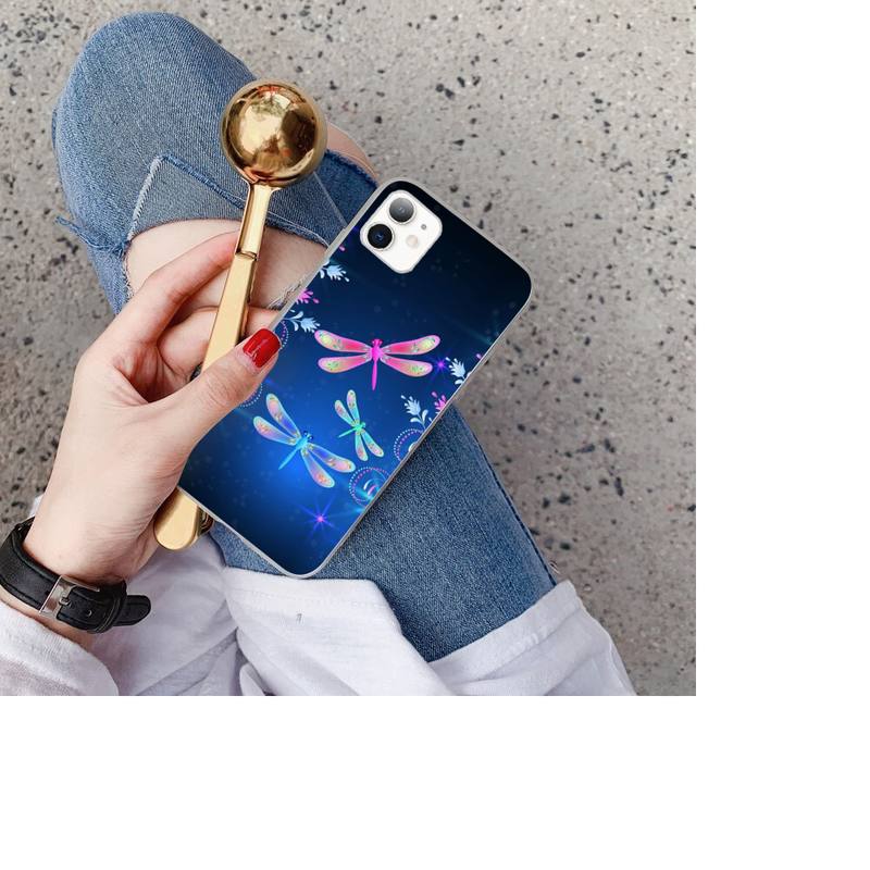 YNDFCNB Dragonfly Custom Soft Phone Case for Iphone 13 X XS MAX 6 6s 7 7plus 8 8Plus 5 5S SE 2020 XR 11 11pro Max