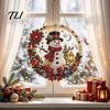 Christmas Snowman Gift Ideas Xmas Hanging Ornament, Round Acrylic Santa Reindeer Seasonal Winter Room Decor Door Sign for Festive Window Wall Holiday
