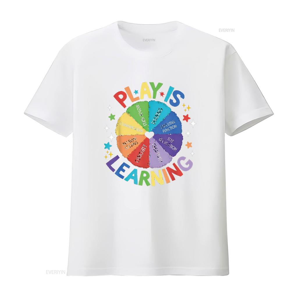 Play is Learning Teachers Preschool Kindergartner T Shirt vintage Washed homme graphic Comfortable fashion Unisex Stylish