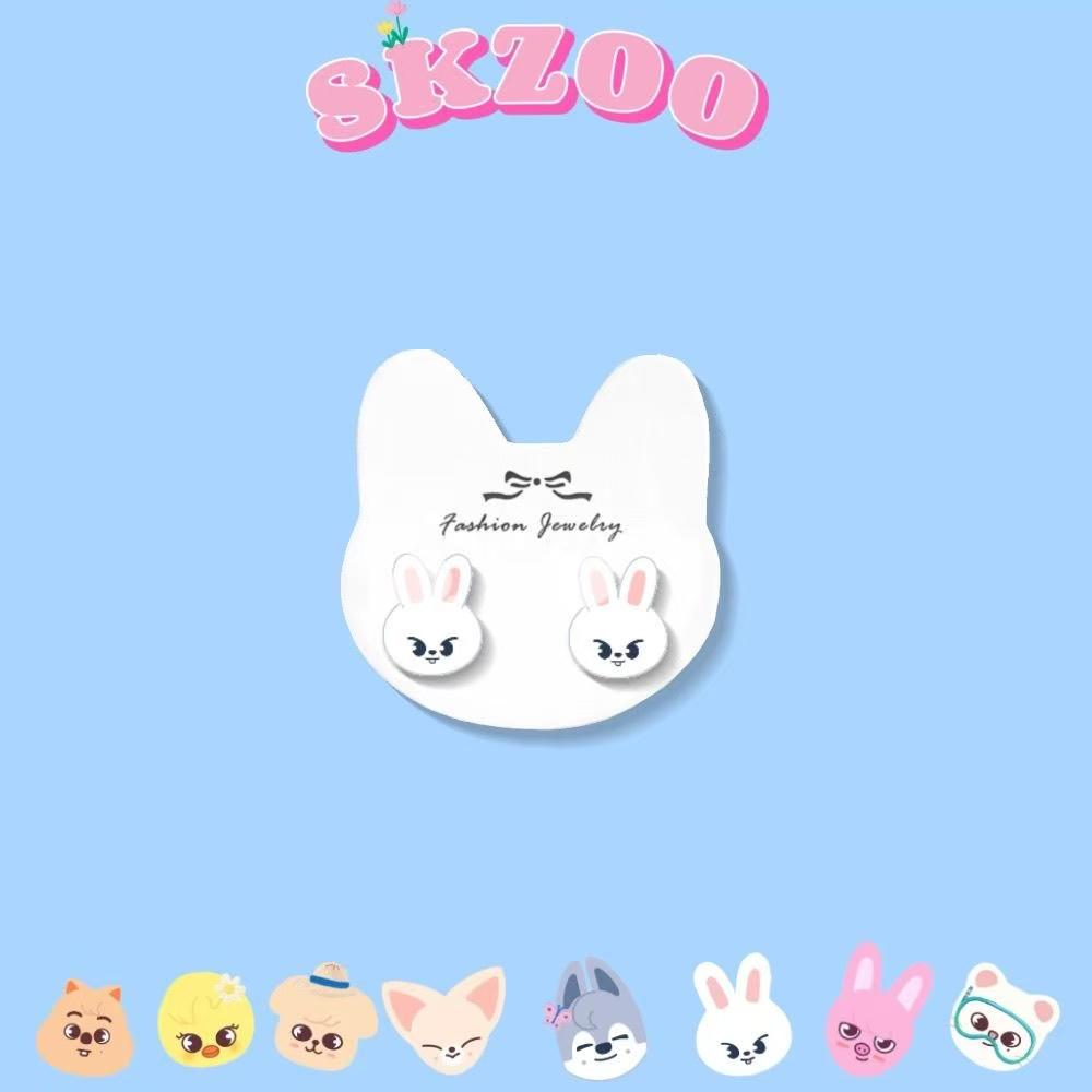 Skzoo auf Lager Stray Kids Skzoo Cartoon Ohrringe 925 Silber Hypoallergen Ohrstecker Mode Kpop Merch