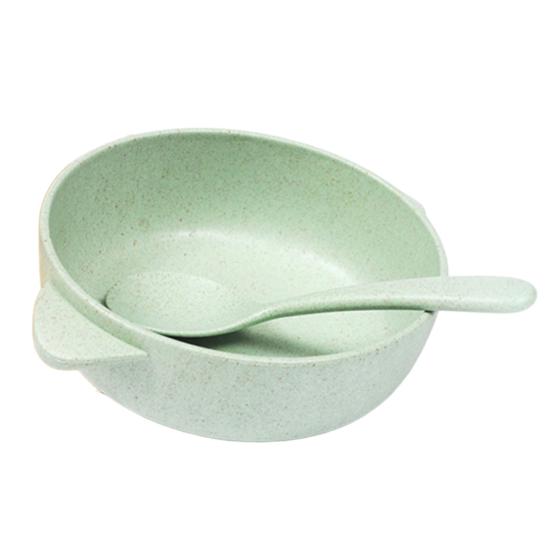 

2шт/набор еды для кормления детей соломенной ручкой, миска, ложка, тренировочная посуда зелёный