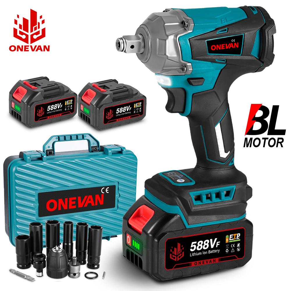 ONEVAN Torque Brushless Electric Impact Wrench 1/2 Inch Cordless Electric Wrench Power Tools For Makita 18V Battery