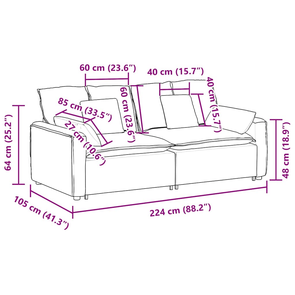 Modular Sofa with Cushions Light Grey