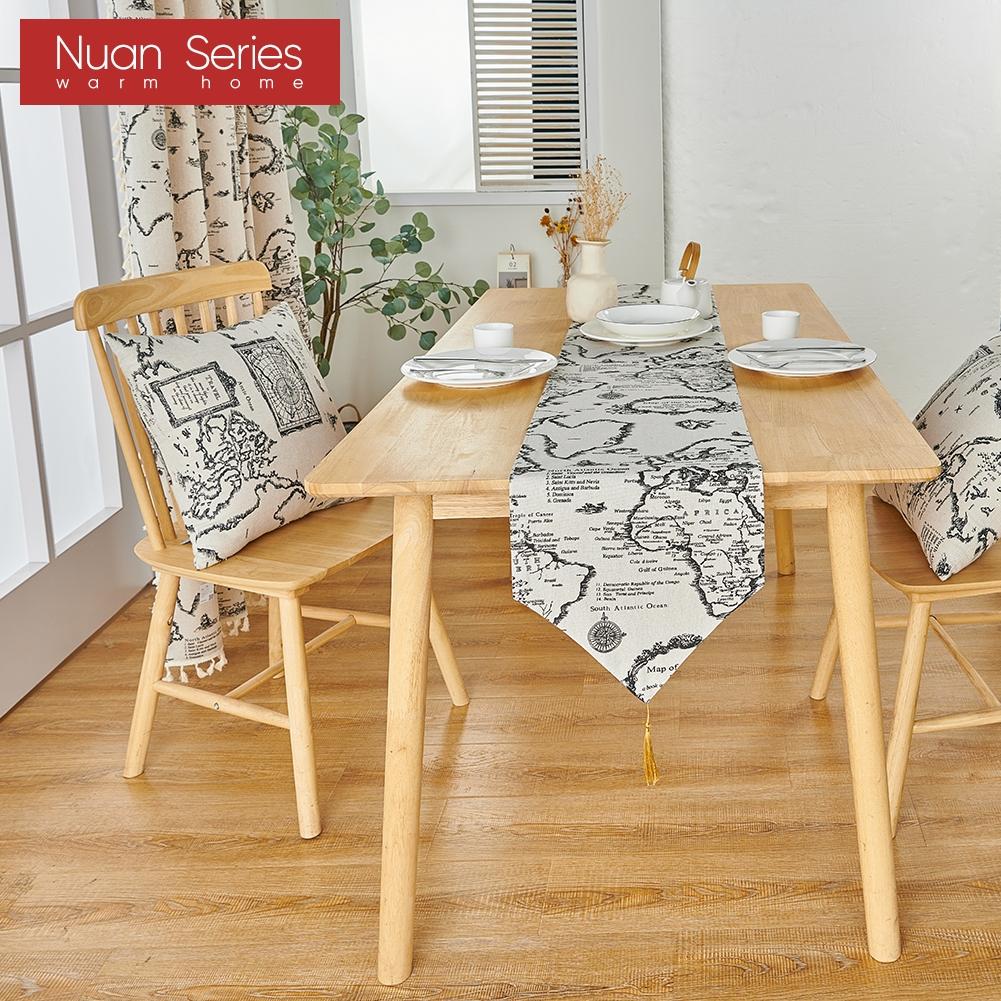 1PC Nuan Series Modern Retro Printed Tassel Decoration Cotton Linen Table Runner for Dinner Table Decor Kitchen for Home Table Home Decor
