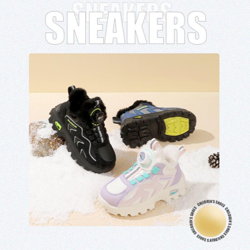 WARRIOR Children's Thickened Large Cotton Shoes 2023 Autumn and Winter New Boys' Velvet Sports Shoes Girls' Comfortable Winter Shoes
