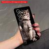 2DFlat Samsung Phone Case Gray Kitten Standing Up On Black Background Applicable To Galaxy S23 S24 S25ULTRA S26 A12 A14 A15 A16 A54 A55