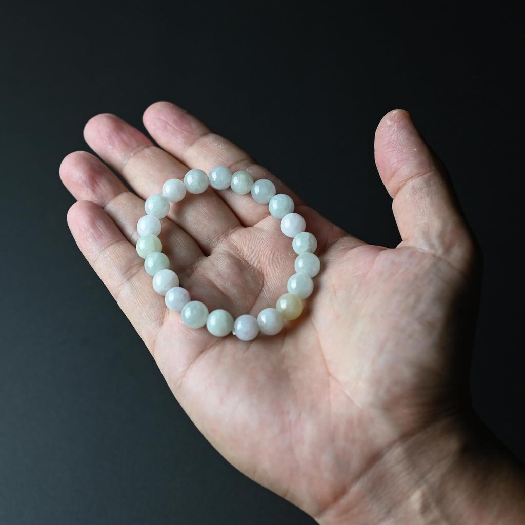 Eigado Genuine Jadeite Bracelet with Beads and 16cm Inner Natural Stone Power for Men and Prayer Good Luck Feng Shui 9.5mm Diameter, Stone, Women,