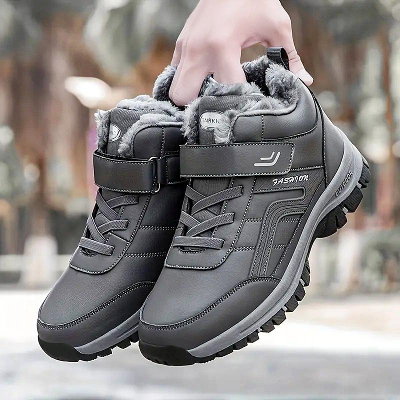 Shoes Men's Cotton Shoes Cotton Boots Large Size Polyurethane Men's Boots Thickened Snow Boots Velcro Warm Short Boots
