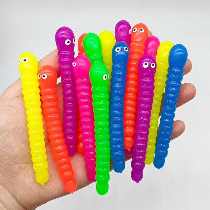 Colorful Caterpillar Stretch Toy Stress Relief Fidget Pulling Sensory Toy Stretchy Soft Rubber Fun Toy for Kids & Adults