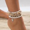 Ingemark Y2K Boho Starfish Conch Pendant Anklet for Women Summer Beach Vintage Rice Beads Ankle Barefoot Chain Foot Jewelry Set