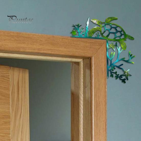 

Металлическая дверная рама, украшение, морская жизнь, дверная няня, двухсторонний силуэт, художественная прибрежная дверная угловая накладка для домашнего декора для входа E