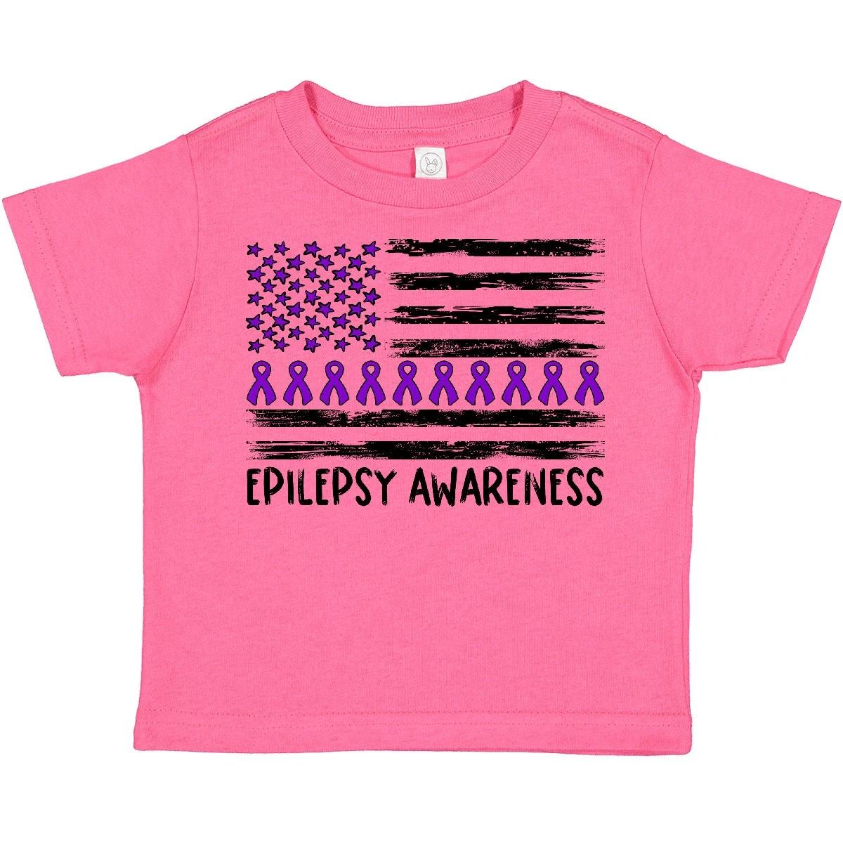Inktastic Epilepsy Awareness Purple Ribbons And Flag Toddler T-Shirt Ribbon Look 110