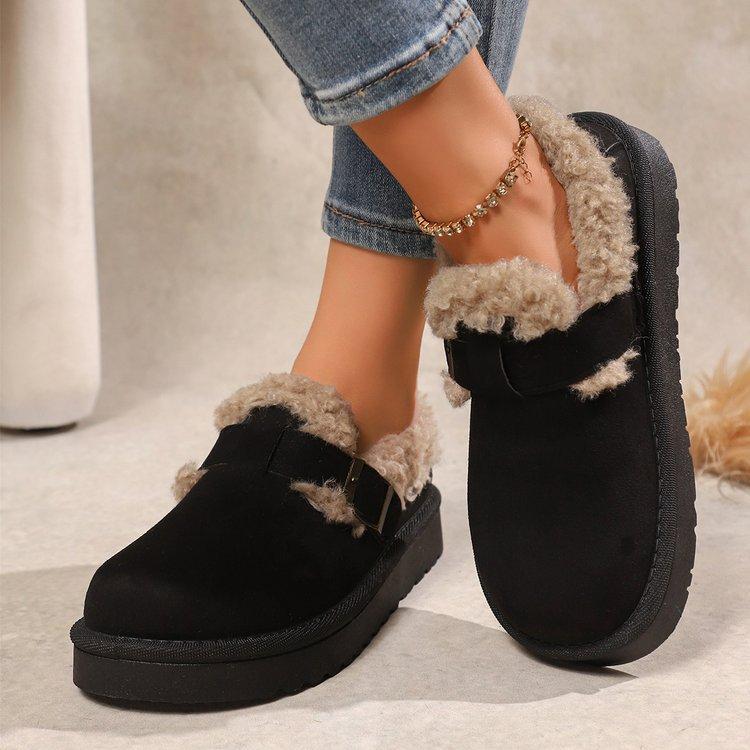 Mao Mao One-pedal Casual Snow Boots New Thick-soled Suede Cotton Shoes Round Head Muffin Bottom Suede