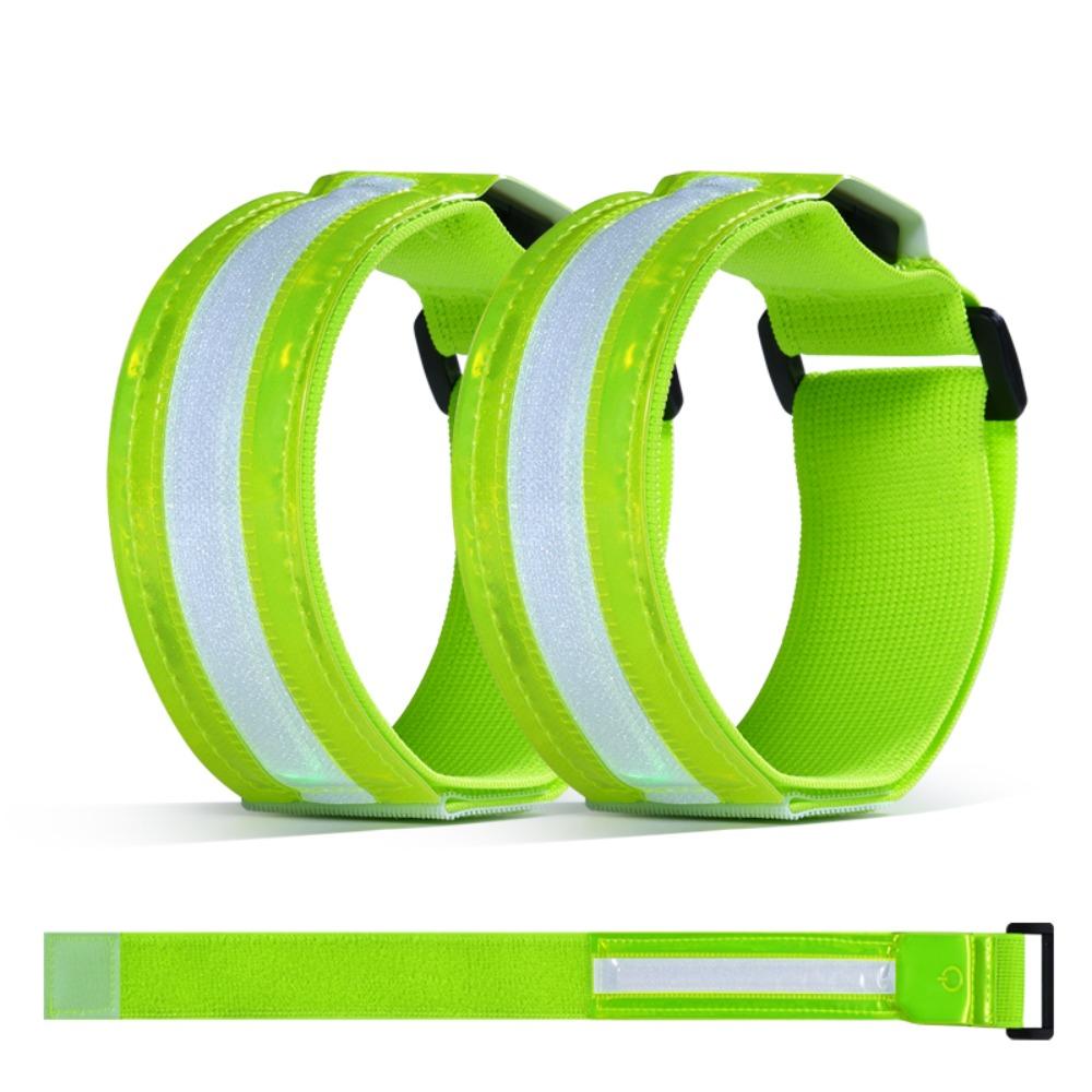 

2Pcs Waterproof Luminous Arm Band Safety Night Reflective Armband LED Running Light Night Running зелёный