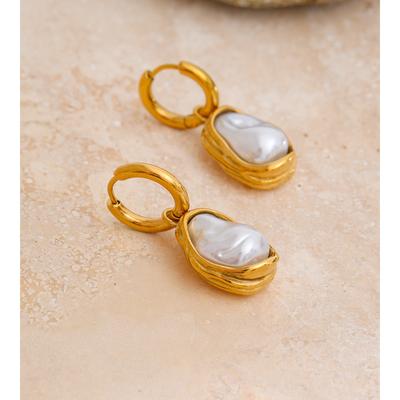 Yhpup Baroque Imitation Pearls Drop Dangle Earrings for Women Stainless Steel Golden Fashion Daily Charm Ear Jewelry Recommend