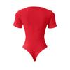 Modischer Damen-Bodysuit mit quadratischem Ausschnitt, schmaler Taille, nahtlos, kurzärmelig, formgebend