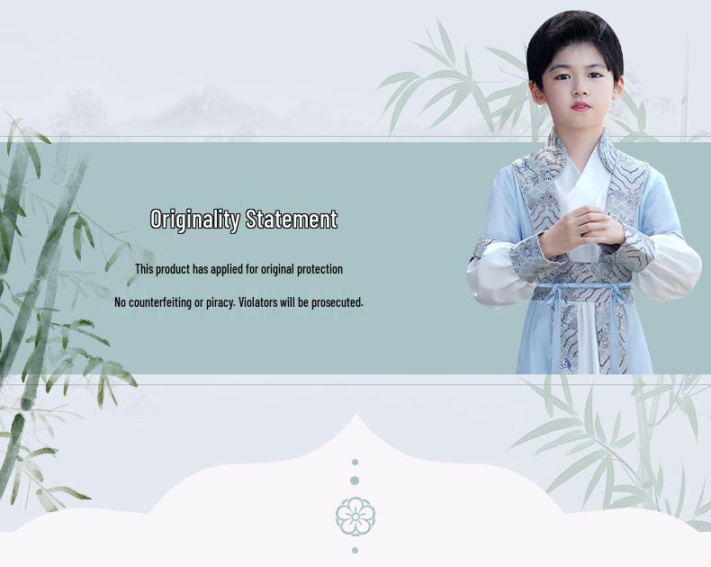 Hanfu Boys' Summer Thin Ancient Costume: High-End Chinese Scholar Flying Fish Robe, Wuxia Swordsman Tang Suit