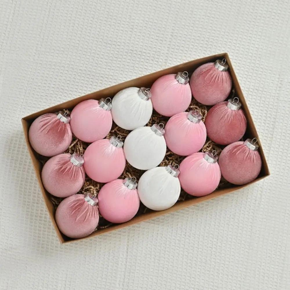

15Pcs Flocked Velvet Christmas Balls Pendant Colorful Christmas Tree Decorations Family Plastic Xmas Hanging Ornaments Holiday