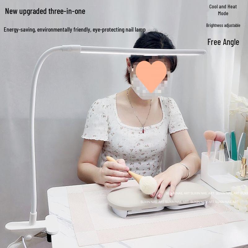 Nail Art & Eyelash Extension Fill Light - Long Arm, Eye Protection, Desktop Clip Lamp