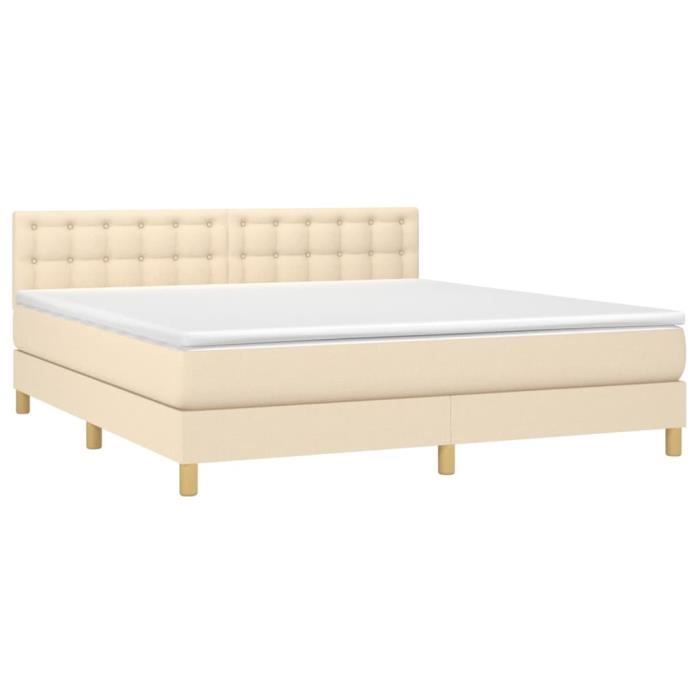3140950 vidaXL Divan Bed with Mattress Cream 160x200 Cm Fabric