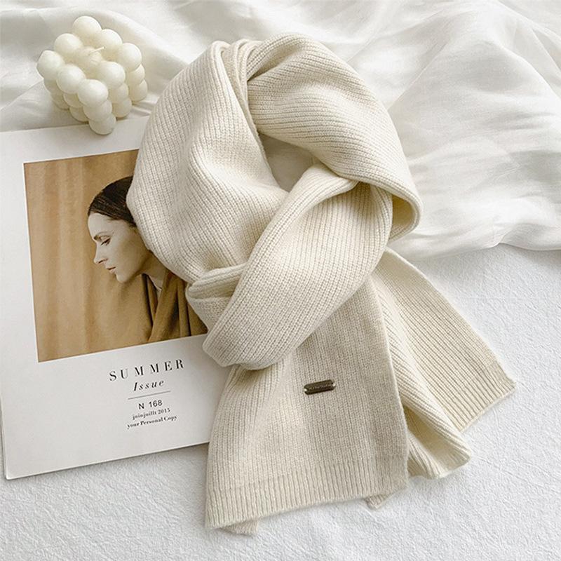 Scarf Women's Winter Scarf Solid Color Versatile Korean New Popular Winter Soft Knitting Men