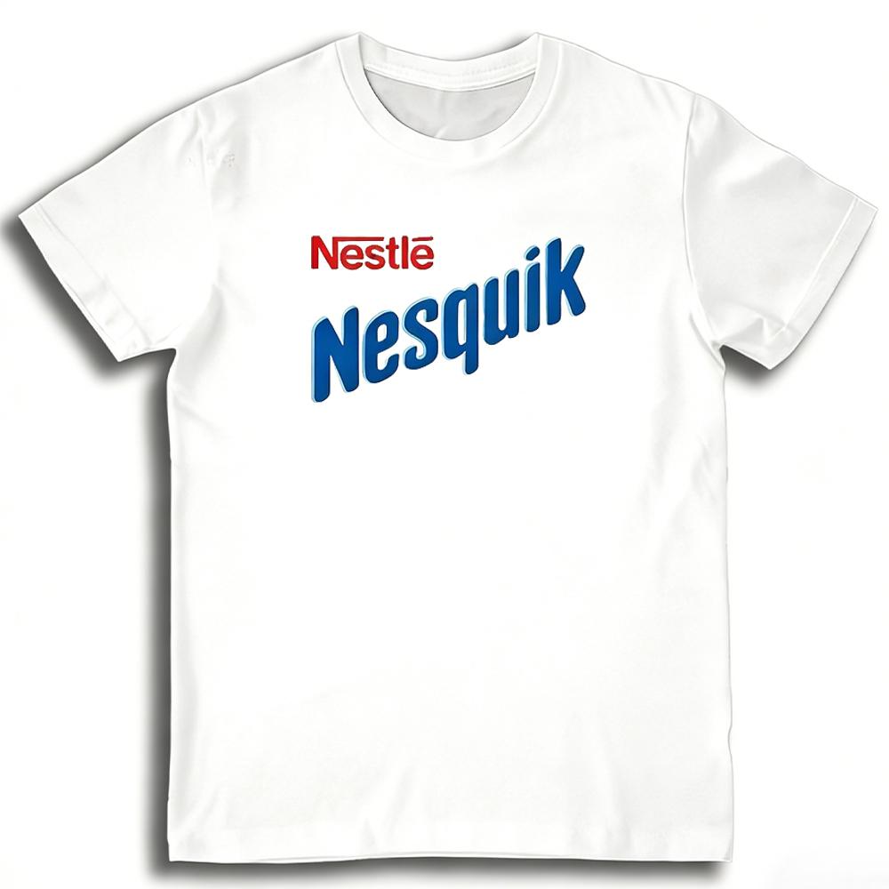 Nesquik Chocolate Milk T-shirt Harajuku Style Crew Neck Short-sleeved Top Men's And Women's Vintage Casual Streetwear Y2K Tee