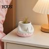 Decorative Flower Pot Small Flowerpot, Enamel Tabletop Plant Pot, Buddha Style Desktop Planter, Zen Flowerpot Multi-Purpose Pen Holder, Lightweight