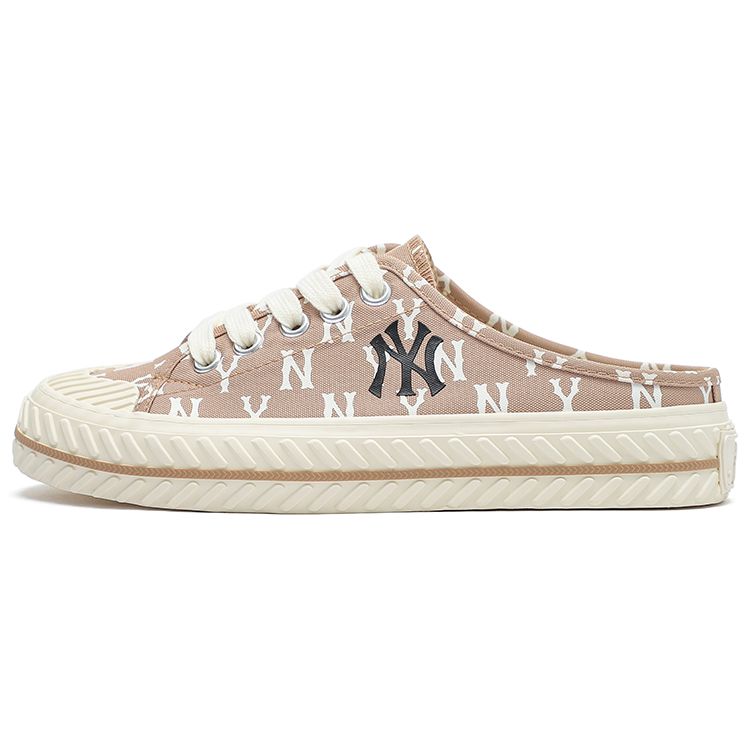 MLB Playball Mule Monogramm-Canvas Mode-Print Halbschuhe Leichte Atmungsaktive Low-Top Skateschuhe Unisex Sneaker Beige 3AMUM212N-50BGD 36.5 white