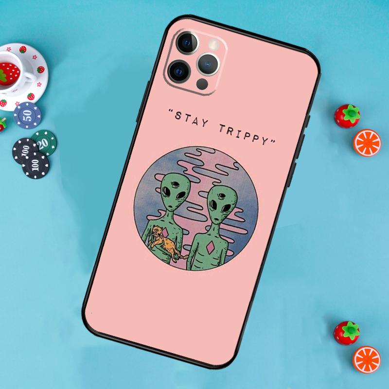 Alien Kawaii Art Phone Case For iPhone 17 Air 15 14 13 12 11 16 Pro Max 13 12 Mini 15 16 Plus 16e Cover Funda