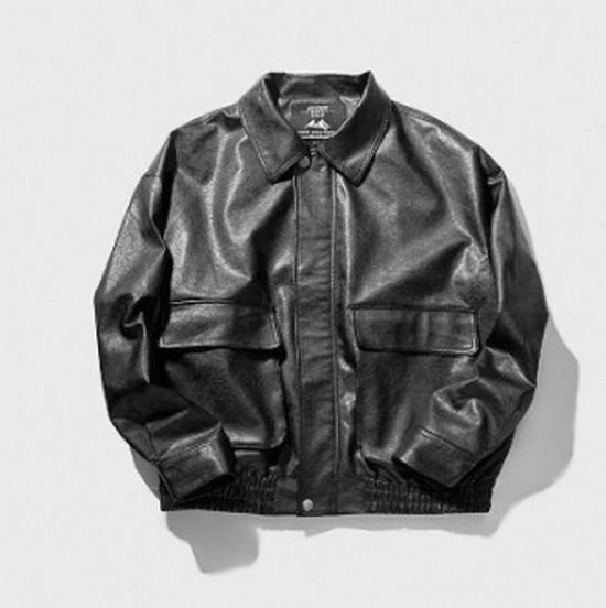 

Мужская кожаная куртка оверсайз - Американский ретро уличный стиль 2XL чёрный