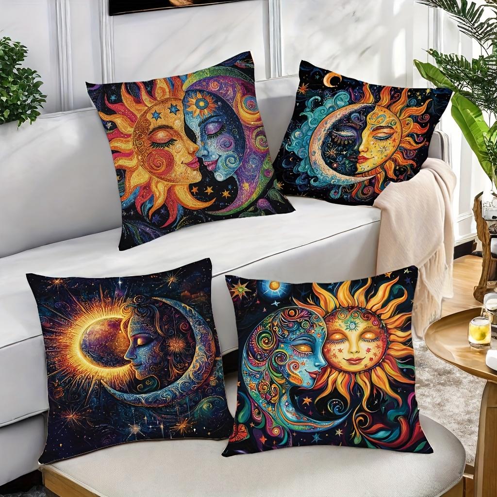 Mythical Art Of Sun And Moon Single-Sided Printing Short Plush Suitable For Living Rooms Bedrooms Sofas (Excluding Pillow Cores)