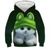 Autumn 3D Cat Printed Hoodies Fashionable Casual Sports Long Sleeved Children's Boy Hooded Sweatshirts