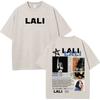 Singer Lali River Tour  Print Vintage Washed Tshirt Unisex Women Fashion Tshirts Summer Loose Casual Harajuku Cotton Tshirts