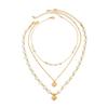 Ingemark Exquisite Imitation Pearl Love Heart Pendant Necklace Women Multilayer New Elegant Metal Clavicle Chain Boho Jewelry