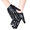 Futuristic Silver Patent Leather Half-Palm Gloves for Stage Performance and Cyberpunk Nightclub Dancing