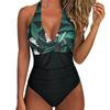 One Piece Swimsuit Women Backless Swimwear Leopard Print Swimsuit Floral Lace Up Bikini Summer 2025 Holiday Beachwear New