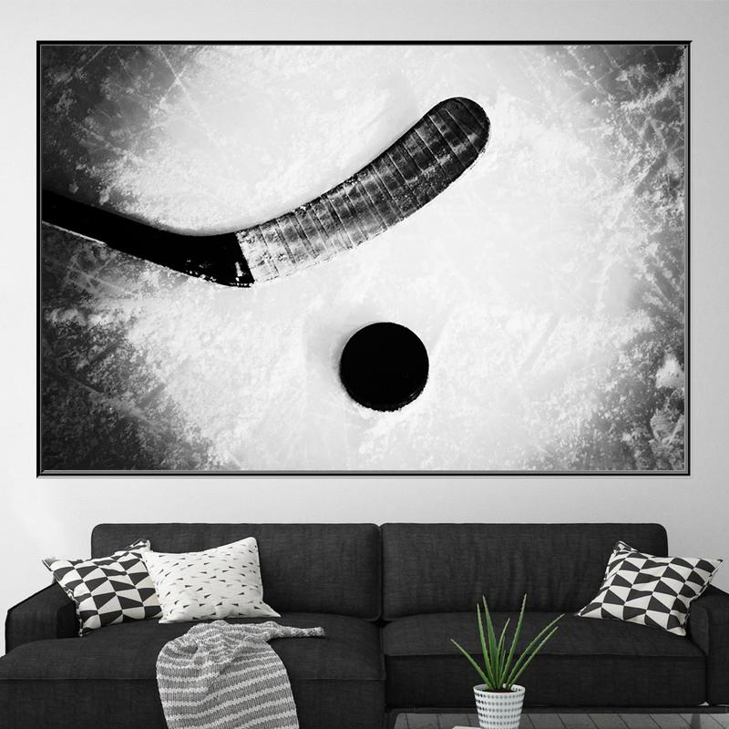 Modern Stick On Ice Hockey Canvas Painting Winter Sport Posters and Prints Hockey Player Wall Art for Living Room Home Decor