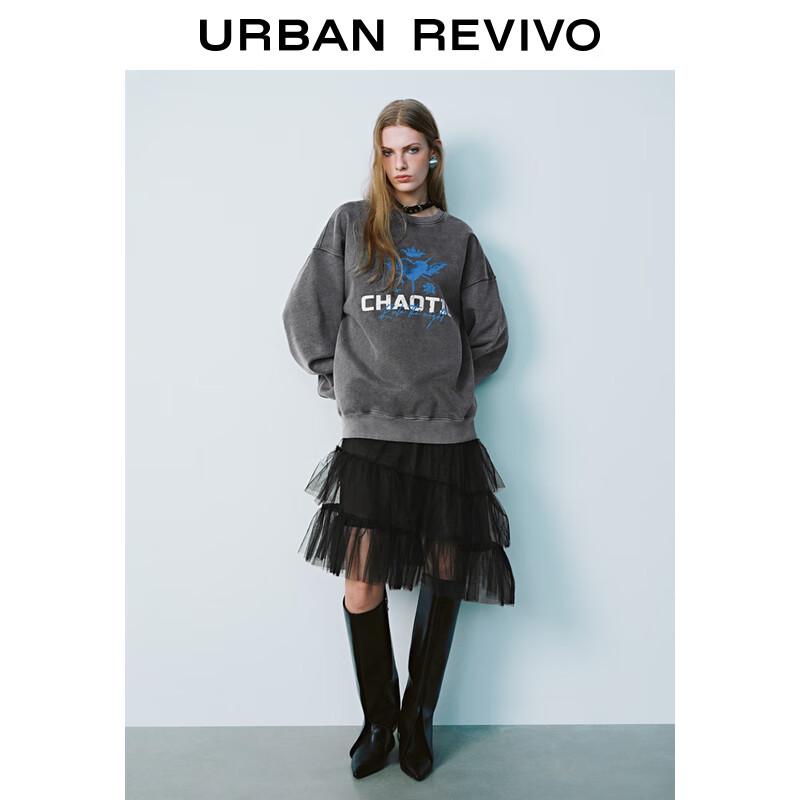 

UR 2025 Spring Women s Retro Letter Print Loose Sweatshirt L