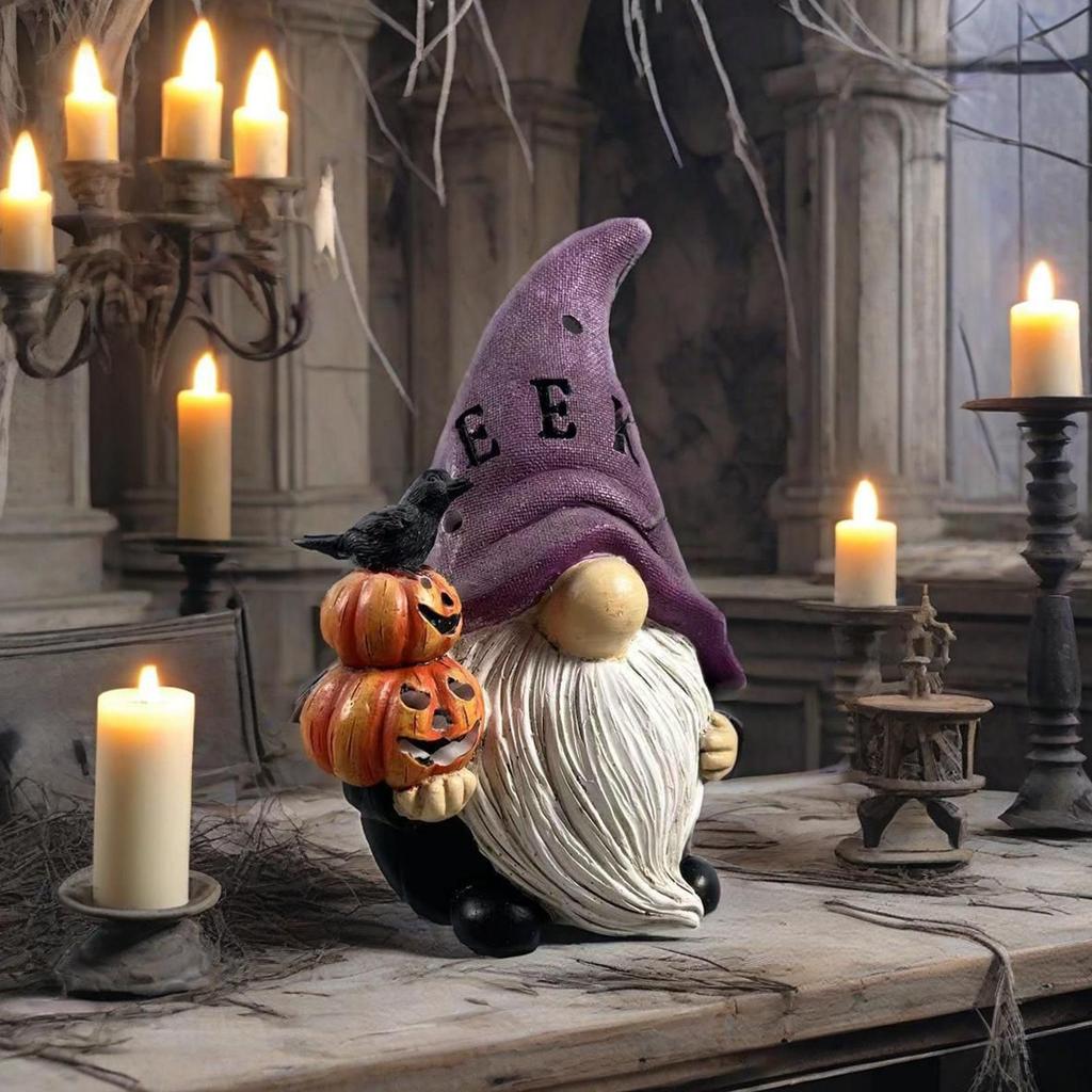 Halloween Gnome Statue Resin Gnome Statue Horror Dwarf Old Man Resin Craft Art Sculpture For Patio Garden Yard Desktop