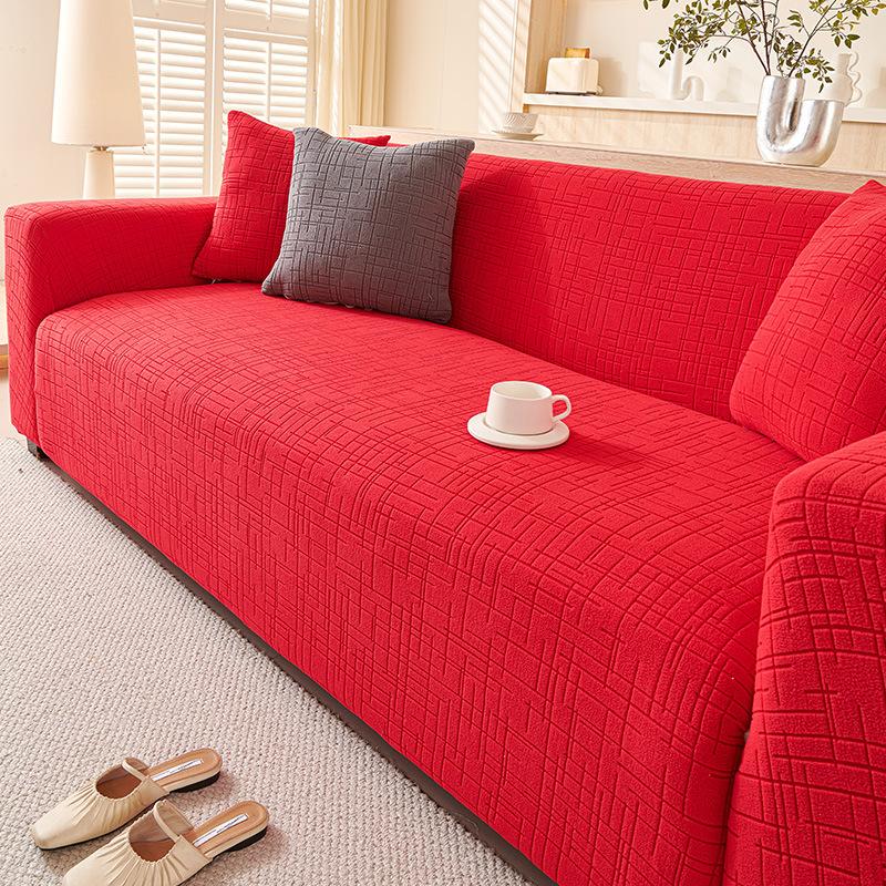 Retro Style Thickened Polar Fleece Sofa Cover New Anti Slip Elastic Sofa Cover All Inclusive Universal Cover