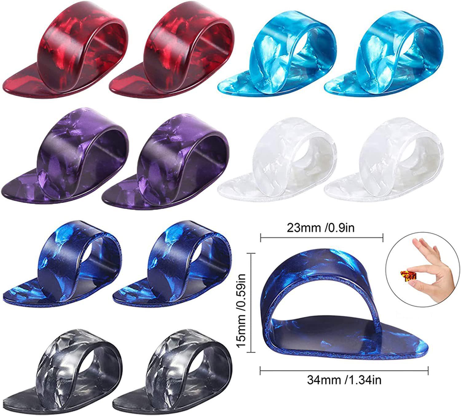 Celluloid Silver Fingerstyle Guitar Thumb & Index Finger Picks Celluloid Thumb 4pcs+8pcs Silver Holed Index