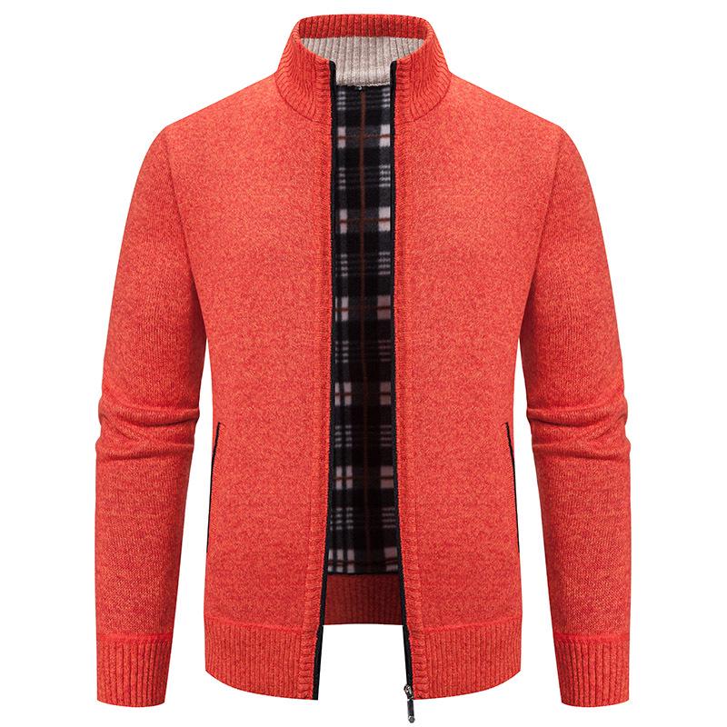 Pánský pletený kardiganový svetr s fleecovou podšívkou v korejském stylu na podzim/zimu 2024: Trendy Silné Svrchní Oblečení