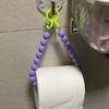 Chic Pink Beaded Toilet Paper Holder & Phone Chain - Punch-Free, Wall-Mounted Organizer For Bathroom And Office Decor