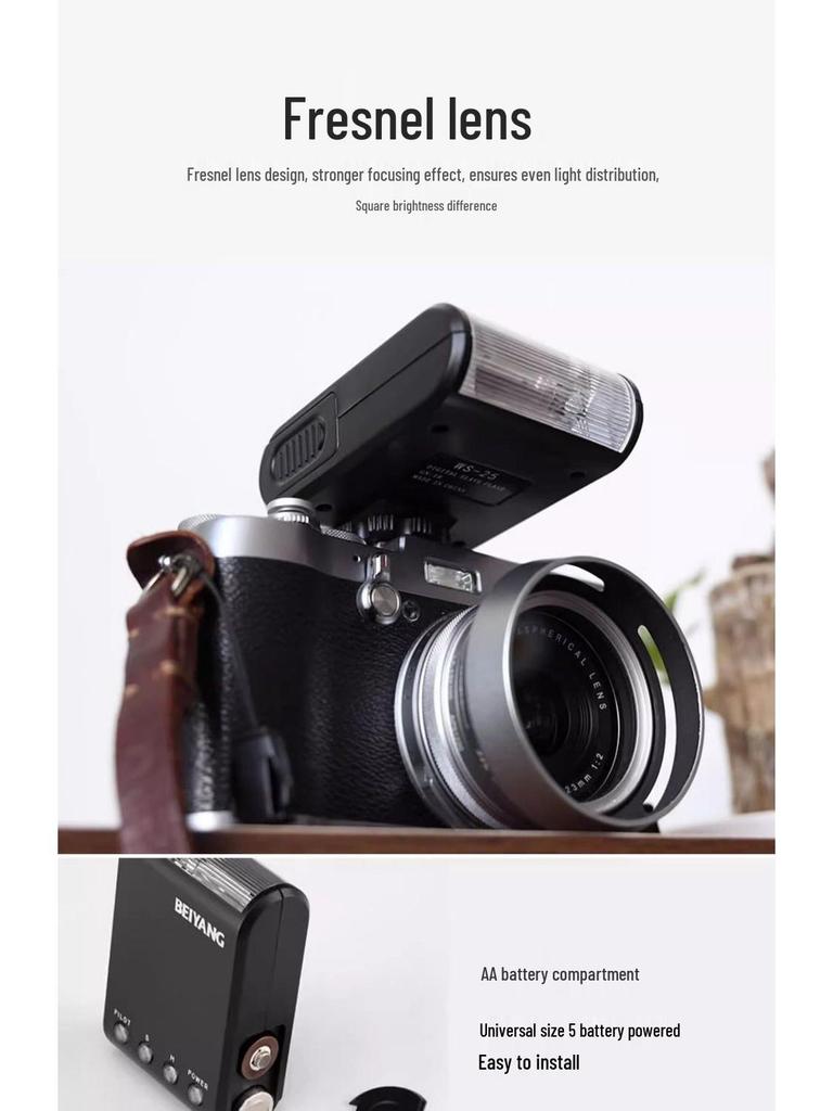 WS-25 Mini Flash Light: Hot Shoe Mount for Canon, Nikon, Sony Cameras