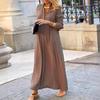 2025 European & American V-Neck Solid Color Long Sleeve Casual Dress for Autumn/Winter