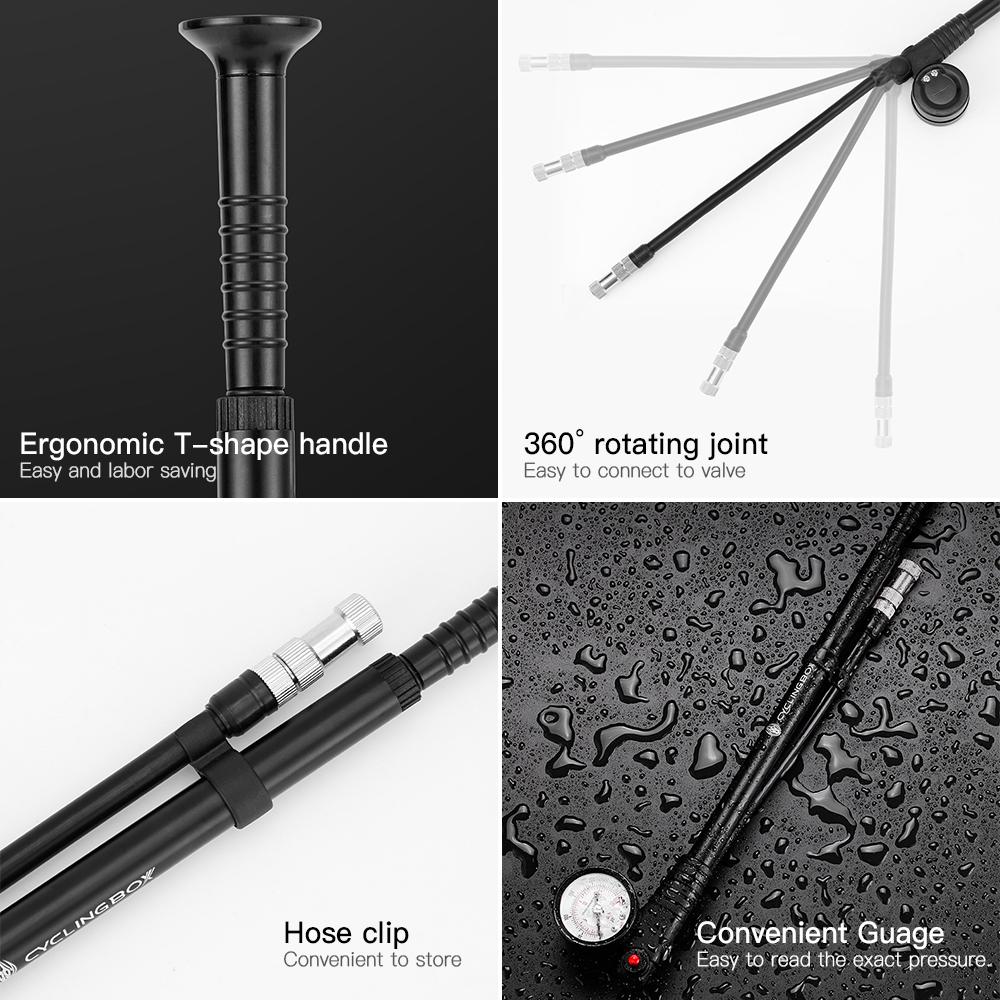 300PSI Stoßdämpferpumpe Hochdruck-Luftpumpe Presta Schrader Ventil Mountain Road Bike Pumpe mit Manometer