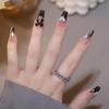Elegant Spicy Girl Black Bow Heart Rhinestone Press-on Nails